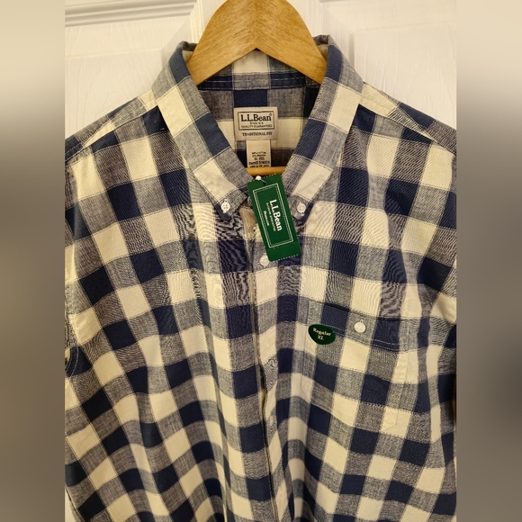 NWT L.L. Bean Men's Vintage Indigo Blue Plaid Short Sleeve  Shirt Size XL - Picture 5 of 15